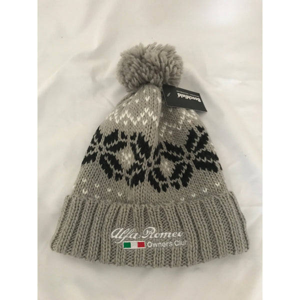 NEW Fair Isle AROC Bobble Hat - Grey